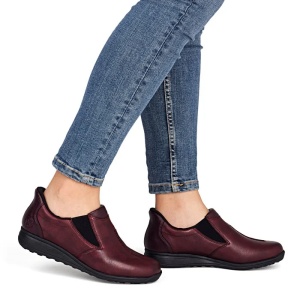 Pantofi dama bordo casual piele naturala cu talpa joasa Rieker 47253-35-Bordo