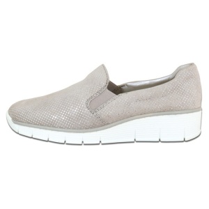 Pantofi dama, gri, casual, piele intoarsa, cu talpa joasa, Rieker 53766-41-Gri