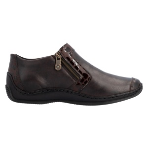 Pantofi dama maro casual piele naturala cu talpa joasa Rieker L1773-25-Maro