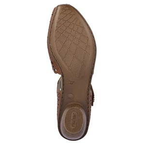 Pantofi dama maro casual piele naturala perforati cu toc Rieker 43753-22-Maro