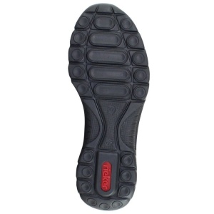 Pantofi dama negru casual piele ecologica perforati cu talpa joasa Rieker L32B5-00-Negru