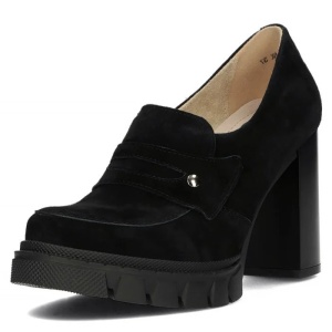 Pantofi dama negru casual piele intoarsa cu toc Filippo DP4671-24-BK-Negru