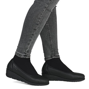 Pantofi dama negru casual piele naturala cu platforma Rieker L5360-00-Negru