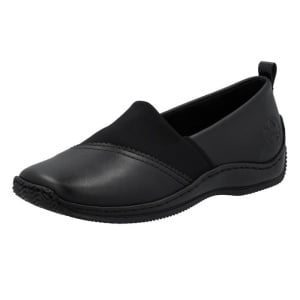 Pantofi dama negru casual piele naturala cu talpa joasa Rieker L1790-00-Negru