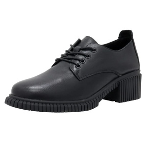 Pantofi dama negru casual piele naturala cu toc Pass Collection J8B21601-01-N-Negru
