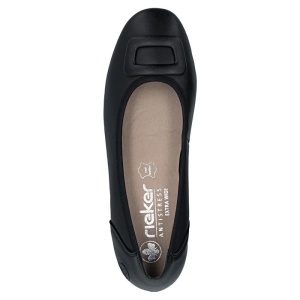 Pantofi dama negru casual piele naturala cu toc Rieker 43453-00-Negru
