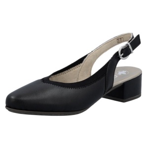 Pantofi dama negru casual piele naturala cu toc Rieker 47063-00-Negru