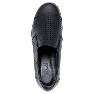 Pantofi dama negru casual piele naturala perforati cu talpa joasa Nicolis 13953-Negru