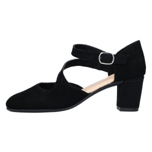 Pantofi dama, negru, elegant, piele intoarsa, cu toc, Rieker 41080-00-Negru