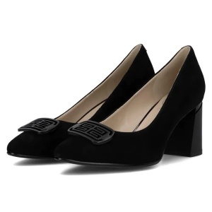 Pantofi dama negru eleganti piele intoarsa cu toc Filippo DP6176-24-BK-SU-Negru