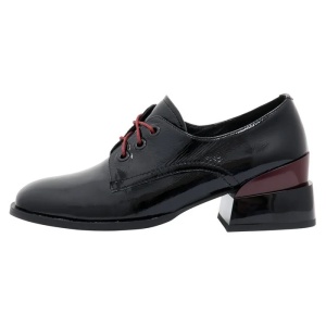 Pantofi dama, negru, eleganti, piele naturala lacuita, cu toc, Epica HMY1188-05B-W381D-01-L-Negru