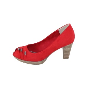 Pantofi dama rosu casual textil cu toc Marco Tozzi 2-29302-26-533-Rosu