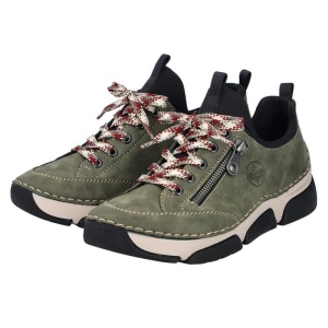 Pantofi dama verde casual piele ecologica cu talpa joasa Rieker 45973-54-Verde