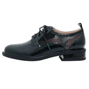 Pantofi dama, verde, eleganti, piele naturala lacuita, perforati, cu toc, Epica D02022SS0722017-06-L-Verde