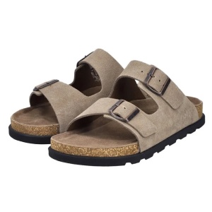Papuci barbati bej casual piele intoarsa cu talpa groasa Rieker 21190-27-Bej