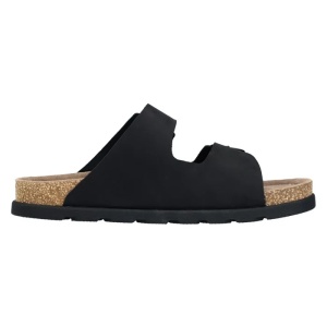 Papuci barbati negru casual piele naturala cu talpa groasa Rieker 21190-00-Negru