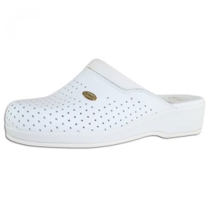 Saboti dama alb medicinali ortopedici profesionali din piele naturala Scholl Clog-Back-Guard-F20002-1065-Alb