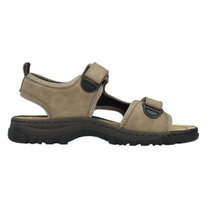 Sandale barbati bej sport piele ecologica cu talpa joasa Rieker 25055-64-Bej