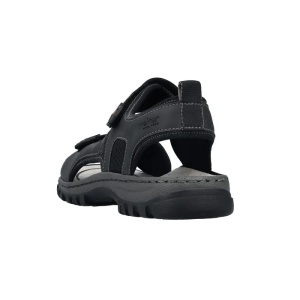 Sandale barbati negru sport piele ecologica cu talpa joasa Rieker 25055-00-Negru