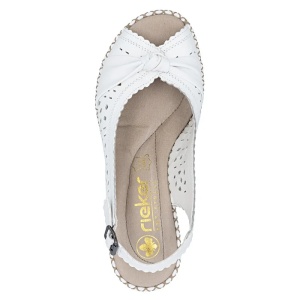 Sandale dama alb casual piele naturala perforate cu platforma Rieker 66176-81-Alb