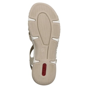 Sandale dama bej casual piele ecologica cu talpa joasa Rieker 66201-62-Bej