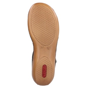 Sandale dama negru casual piele naturala cu talpa joasa Rieker 65964-00-Negru