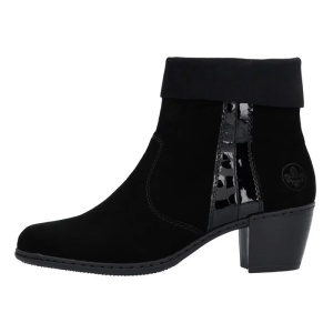 Botine dama, negru, casual, piele intoarsa, cu toc, Rieker Y2152-00-Negru