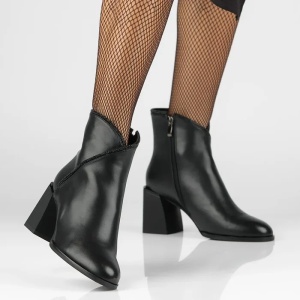 Botine dama negru elegante piele ecologica cu toc Filippo DBT4875-23-BK-Negru