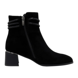 Botine dama negru elegante piele intoarsa cu snur decorativ cu toc Epica K3K350091-01-I-Negru