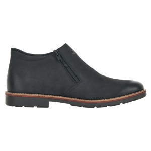 Cizme barbati negru casual piele naturala imblanite scurte cu toc Rieker 15391-00-Negru