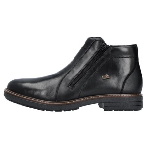 Cizme barbati, negru, casual, piele naturala, impermeabile, imblanite, scurte, cu toc, Rieker 33160-00-Negru