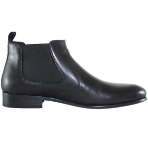 Cizme barbati negru elegante piele naturala scurte cu toc Eldemas F5003-22-Negru
