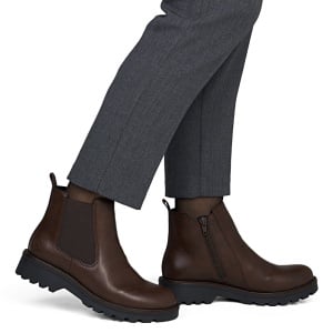 Cizme dama maro casual piele ecologica imblanite scurte cu toc Rieker 73250-25-Maro
