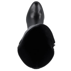 Cizme dama negru casual piele naturala lungi cu toc Rieker Y2050-00-Negru