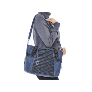 Geanta dama albastru casual piele ecologica de umar cu bareta reglabila si detasabila Rieker H1083-12-Albastru