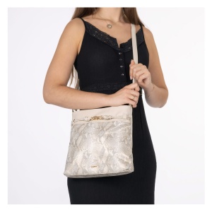 Geanta dama bej casual piele ecologica crossbody si de umar cu bareta reglabila Rieker H1032-90-Bej