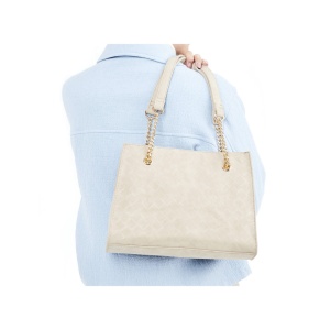 Geanta dama bej casual piele ecologica de mana cu accesorii metalice Rieker H1336-60-Bej