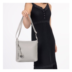 Geanta dama gri casual piele ecologica crossbody si de umar cu bareta reglabila Rieker H1073-40-Gri