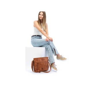 Geanta dama maro casual piele ecologica de umar cu bareta reglabila Rieker H1071-22-Maro