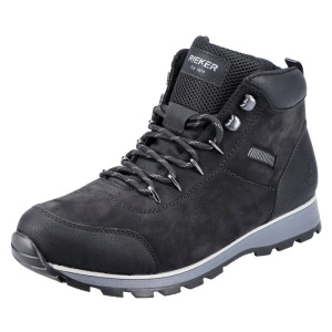 Ghete barbati negru casual piele naturala cu talpa joasa Rieker F5710-00-Negru