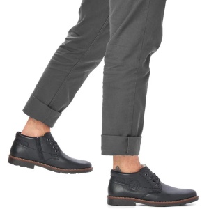 Ghete barbati negru casual piele naturala imblanite cu toc Rieker 15339-00-Negru