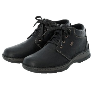 Ghete barbati negru casual piele naturala impermeabile imblanite cu talpa joasa Rieker 05305-00-Negru