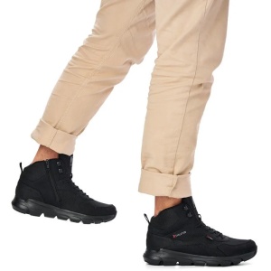 Ghete barbati negru sport piele naturala impermeabile cu talpa joasa Rieker 07860-00-Negru
