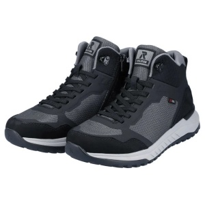 Ghete barbati negru sport piele naturala impermeabile cu talpa joasa Rieker U0160-00-Negru
