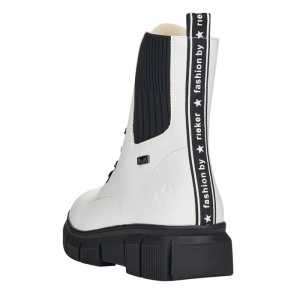 Ghete dama alb casual piele ecologica impermeabile imblanite cu talpa joasa Rieker X3414-80-Alb