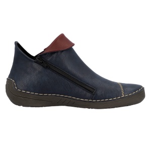Ghete dama albastru casual piele ecologica cu talpa joasa Rieker 72581-14-Albastru