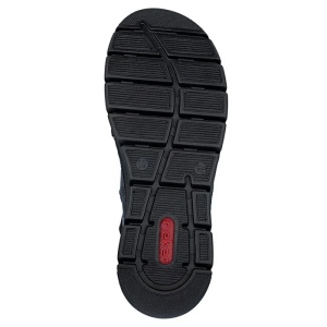 Ghete dama albastru casual piele ecologica imblanite cu talpa joasa Rieker 55069-14-Albastru