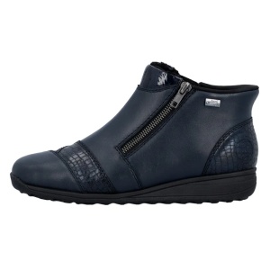 Ghete dama, albastru, casual, piele naturala, impermeabile, imblanite, cu talpa joasa, Rieker 47254-14-Albastru
