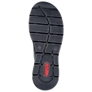 Ghete dama albastru inchis casual piele ecologica imblanite cu talpa joasa Rieker 55002-14-Albastru-Inchis