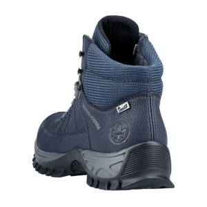 Ghete dama albastru inchis sport piele ecologica impermeabile cu talpa joasa Rieker M9830-15-Albastru-Inchis